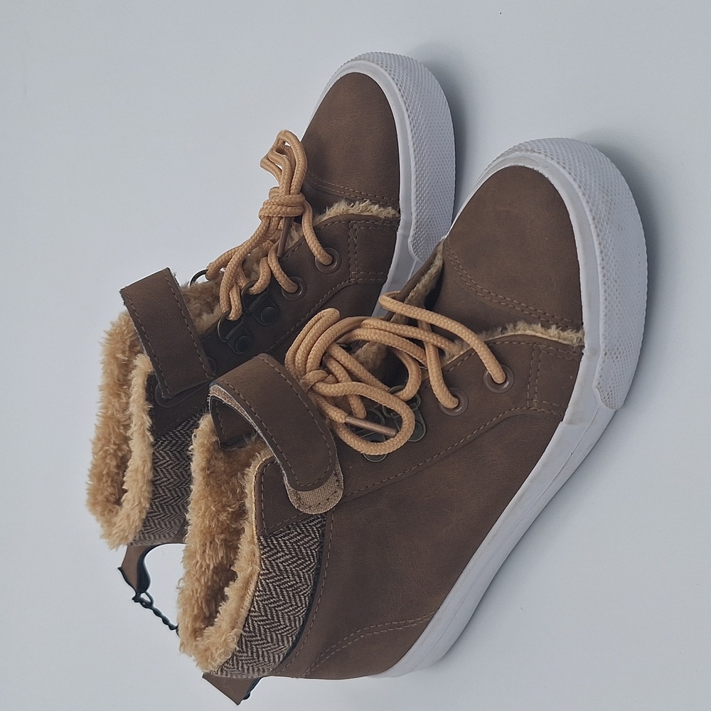 Epicstep Theodore Sweater Cozy Brown Kids Boots with Fur Lining